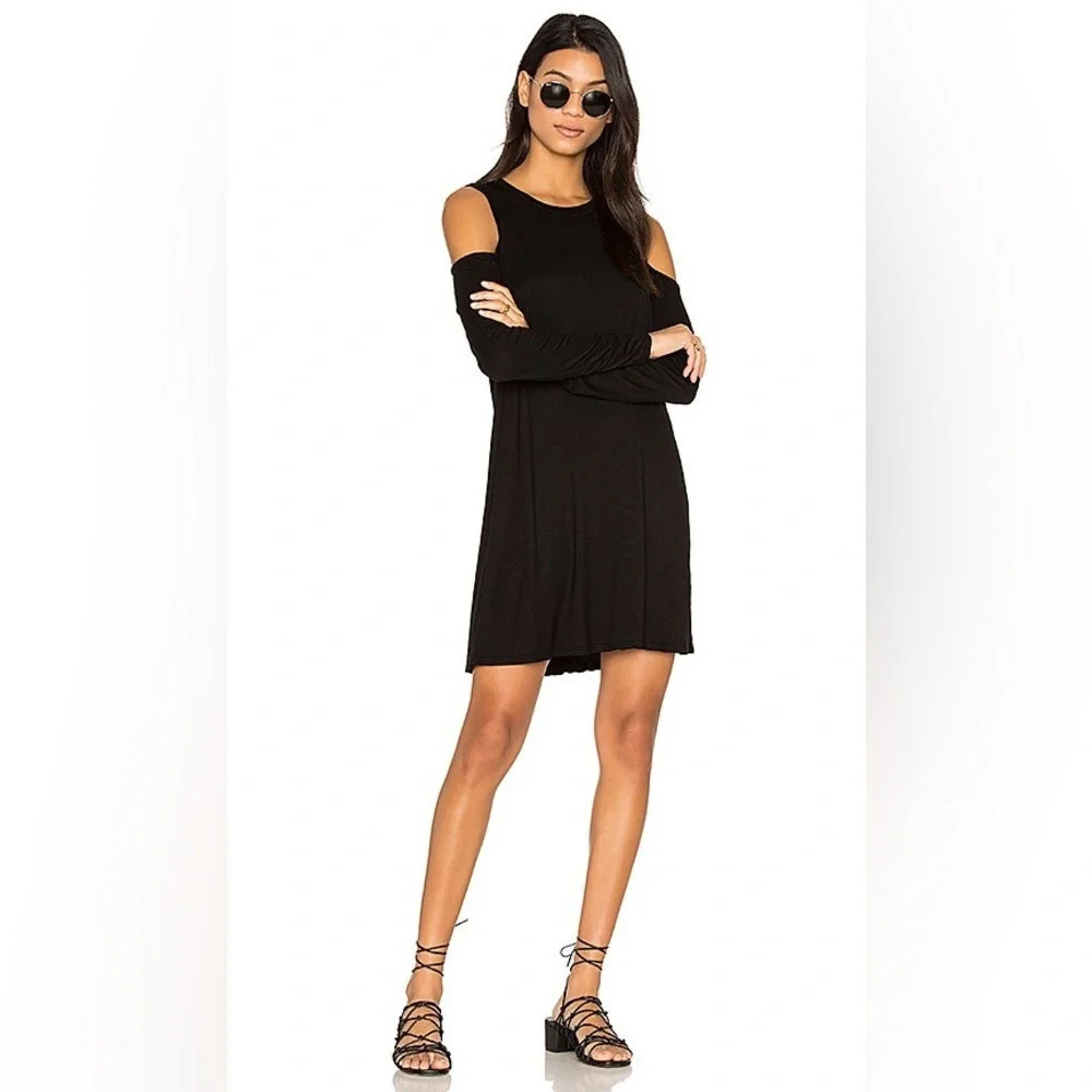 NWT Michael Lauren Radford Open Shoulder Dress in Black Sz Small